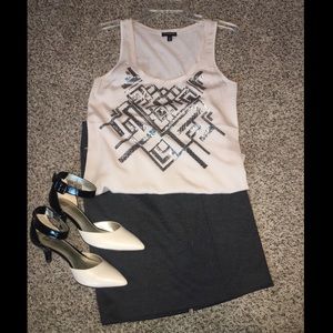 Express Tan and Charcoal Sequin Tank